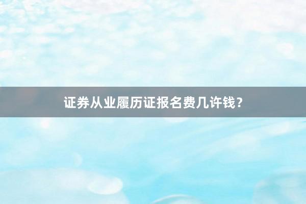 证券从业履历证报名费几许钱？