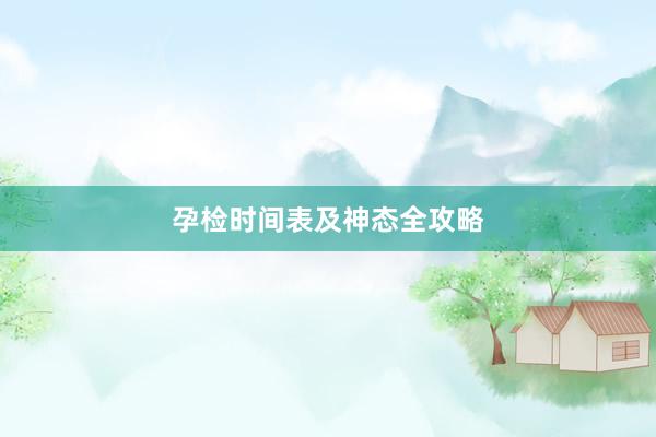 孕检时间表及神态全攻略